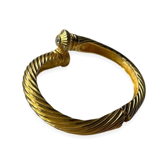 Vintage Joan Rivers gold-tone hinged bangle bracelet with crystal rhinestones 19 - Picture 8 of 10